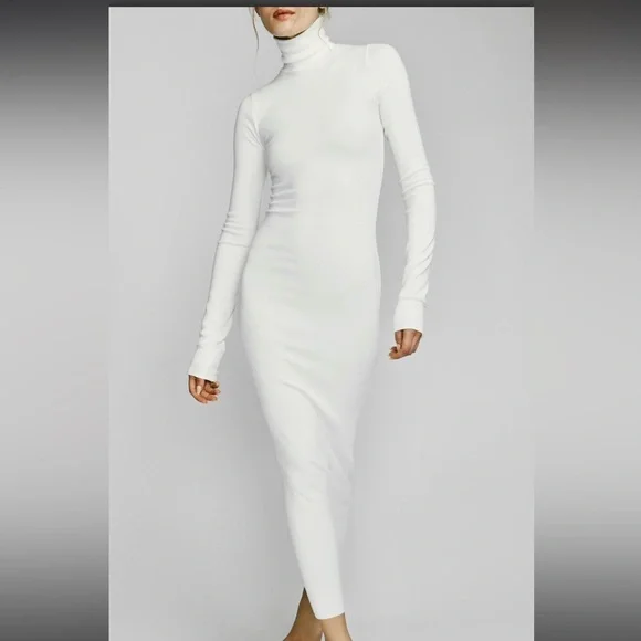ETERNE LONG SLEEVE TURTLENECK DRESS MAXI CREAM - Picture 3 of 8